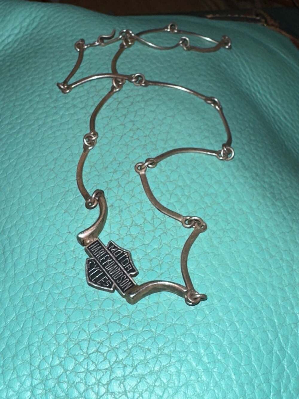 Vintage Harley-Davidson Bar & Shield Logo Sterling Silver 925 Bar Link Necklace